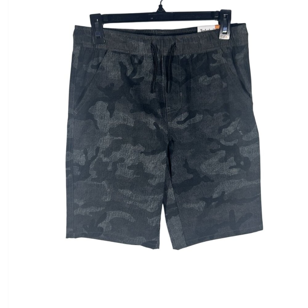 Timberland Boys Charcoal Grey Camo Stretch Athletic Shorts Size L 14/16 NWT